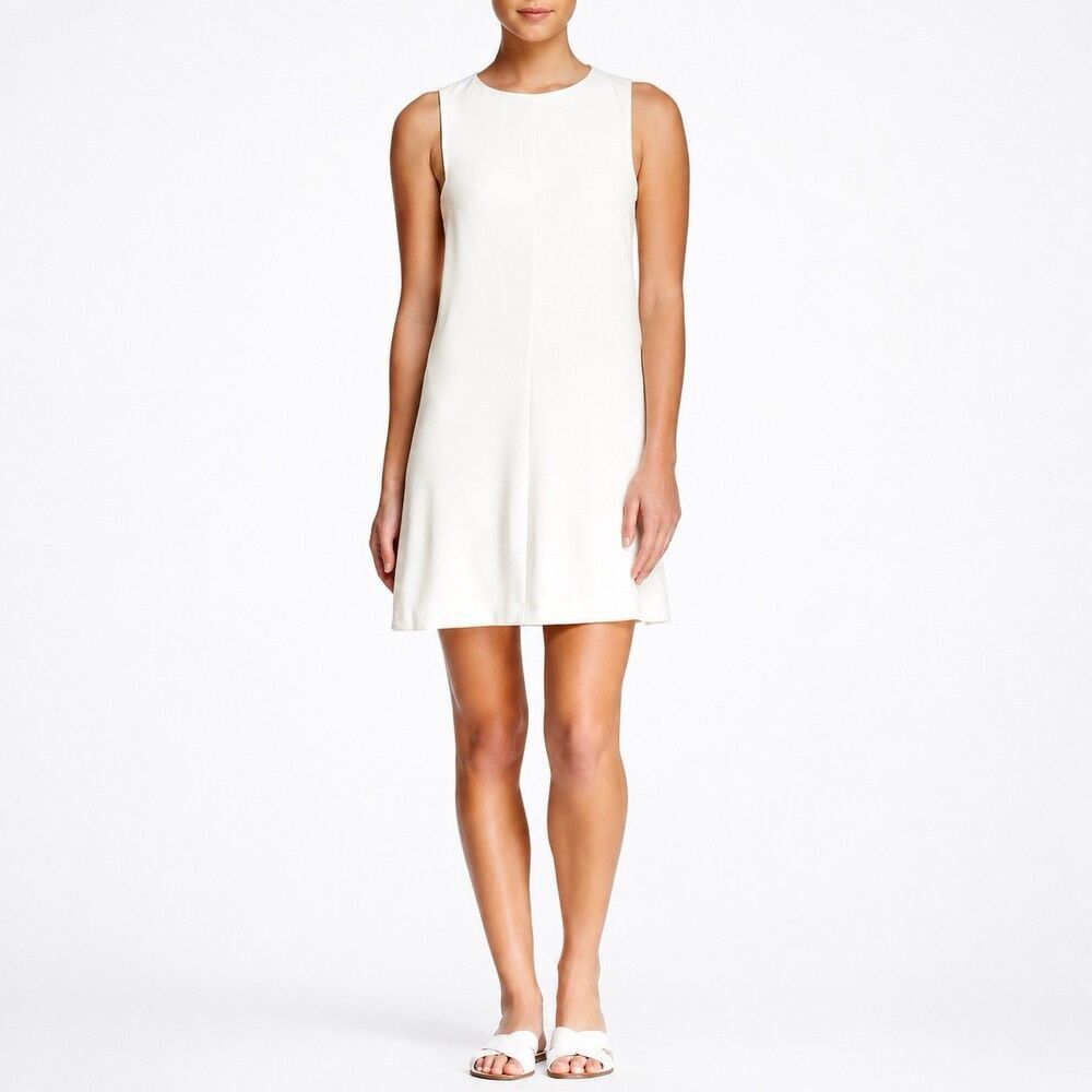 Trina Turk Lysett Dress 141430 White Ivory Sleeveless Trapeze Shift Dress Size 8